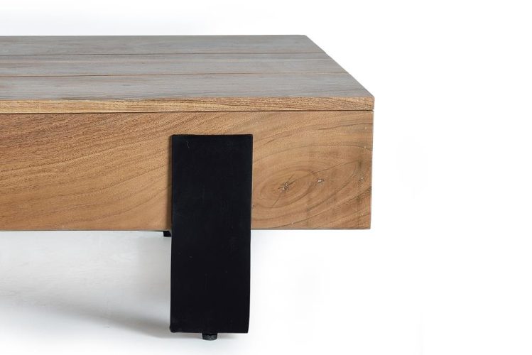 MESA DE CENTRO EN MADERA DE ACACIA MACIZA Y PATAS EN METAL GINER Y