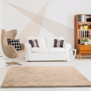 Alfombra Shaggy Lavable Alpaca Liso Beige - Universal (2)
