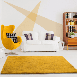 Alfombra Shaggy Lavable Alpaca Liso Mostaza - Universal (2)