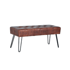 Banqueta Piel Vacuno Patas Metal 96x40x44 - Giner y Colomer