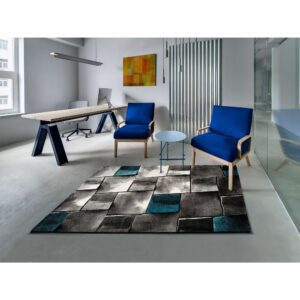 ALFOMBRA GEOMÉTRICA AMY 21609 AZUL  UNITRAMA