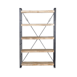 Librería Estilo Industrial Madera Mango Estructura Metal 120x35x200 - Giner y Colomer