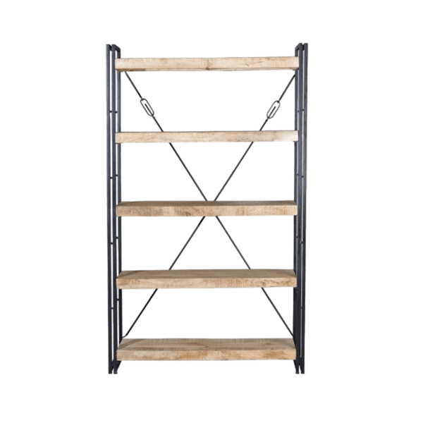 Librería Estilo Industrial Madera Mango Estructura Metal 120x35x200 - Giner y Colomer