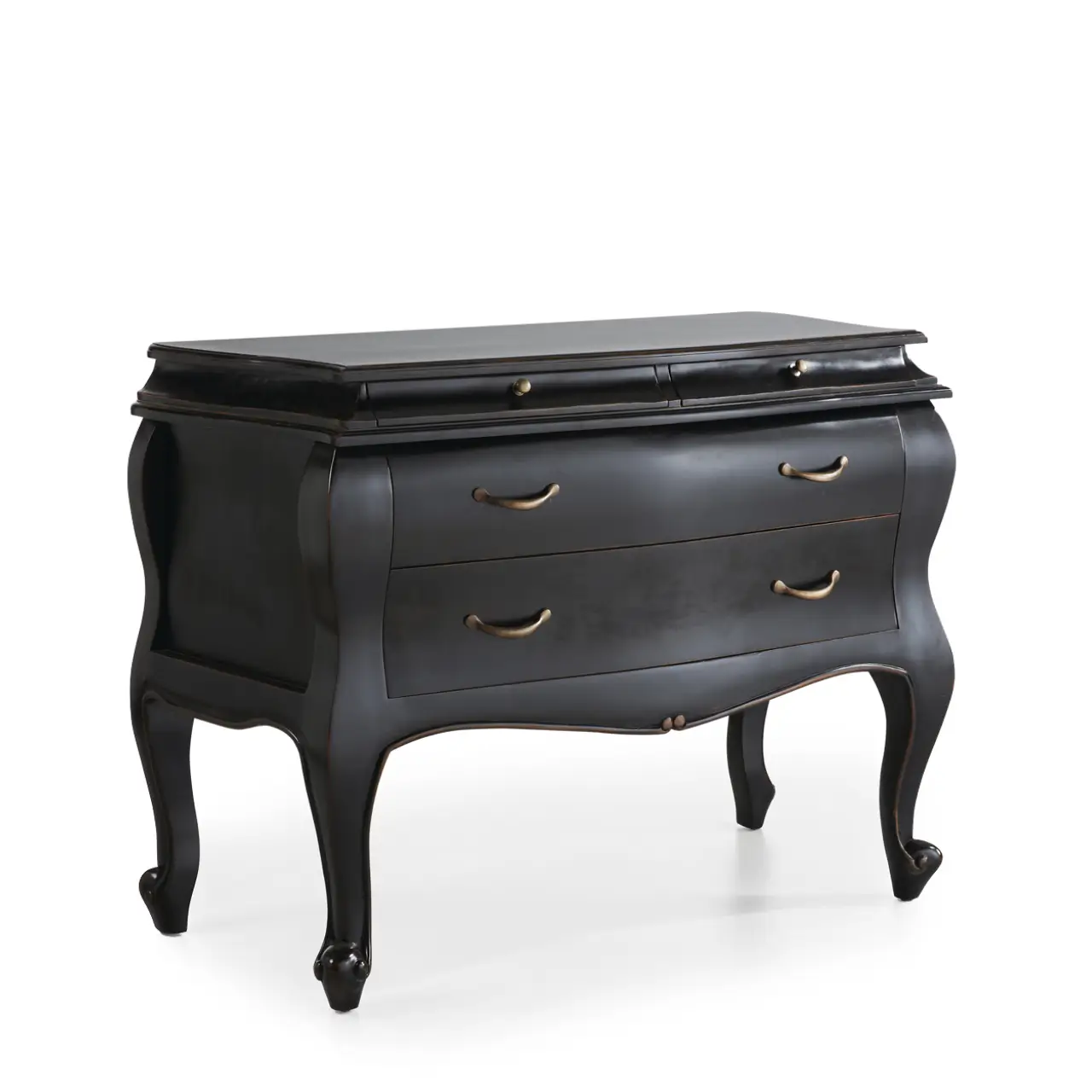 Cómoda 4 Cajones Color Negro Madera Caoba Colección Vintage 110x55x80 Cm - Moycor (1)