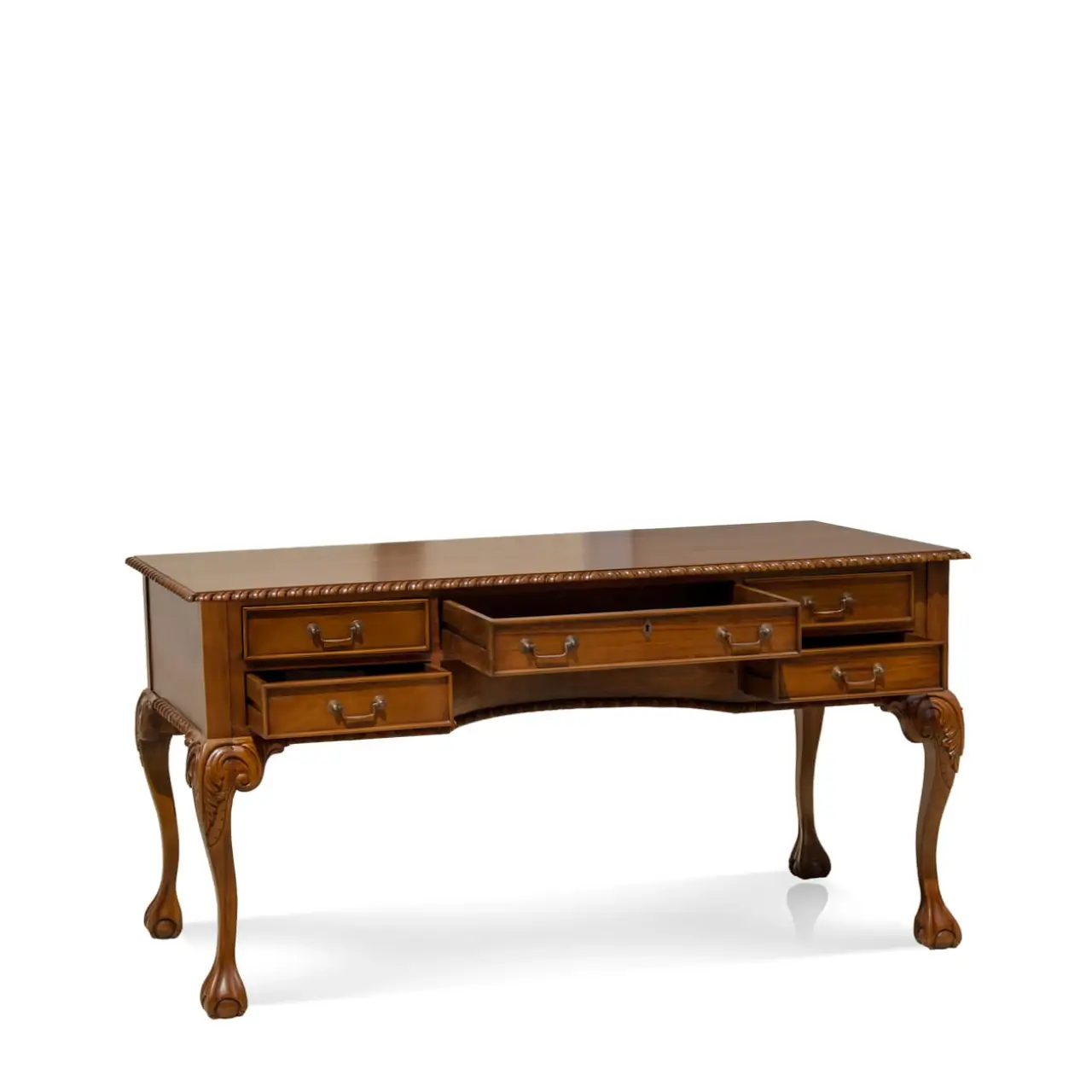 Escritorio 5 Cajones Madera Caoba Colección Vintage 160x80x79 Cm - Moycor (2)