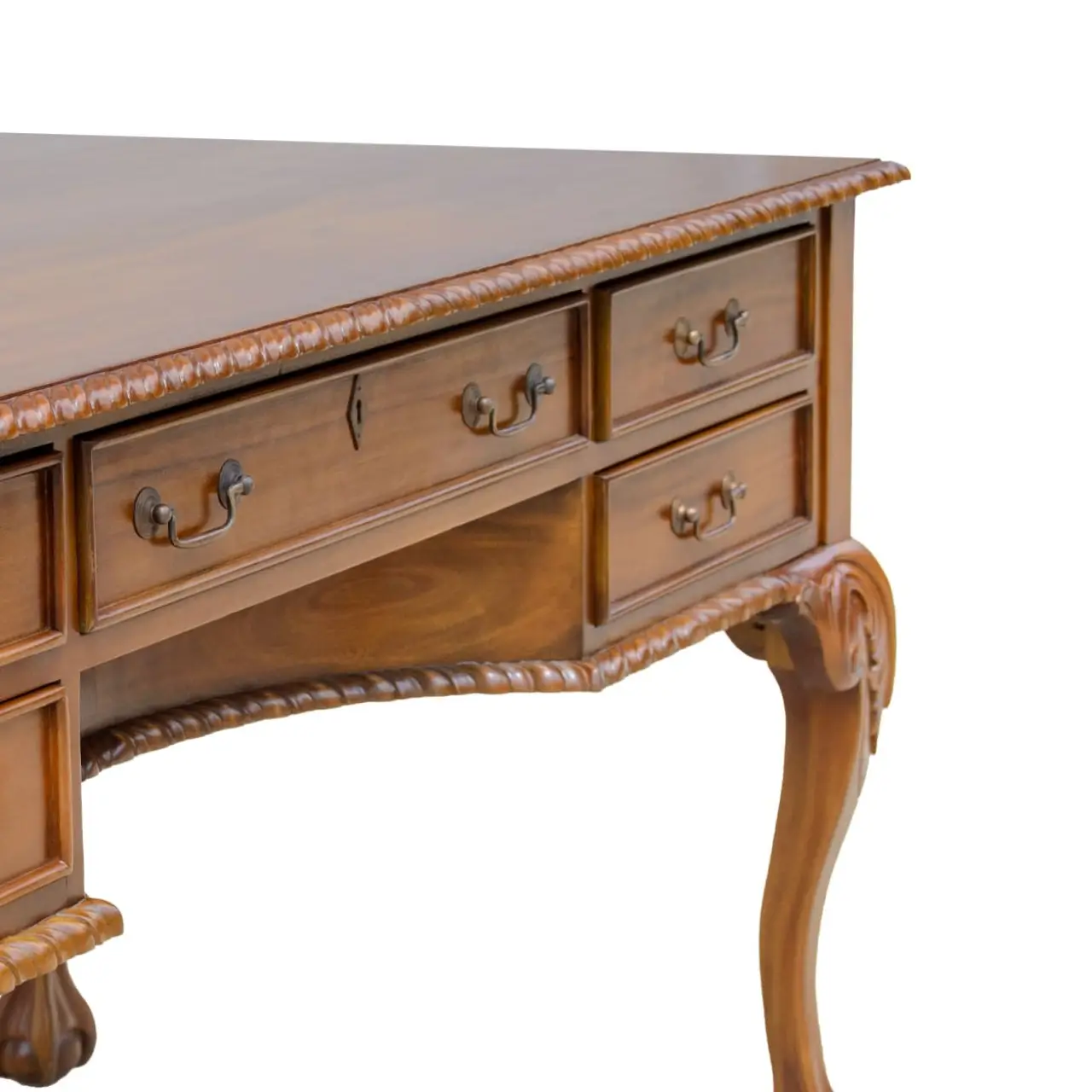 Escritorio 5 Cajones Madera Caoba Colección Vintage 160x80x79 Cm - Moycor (3)