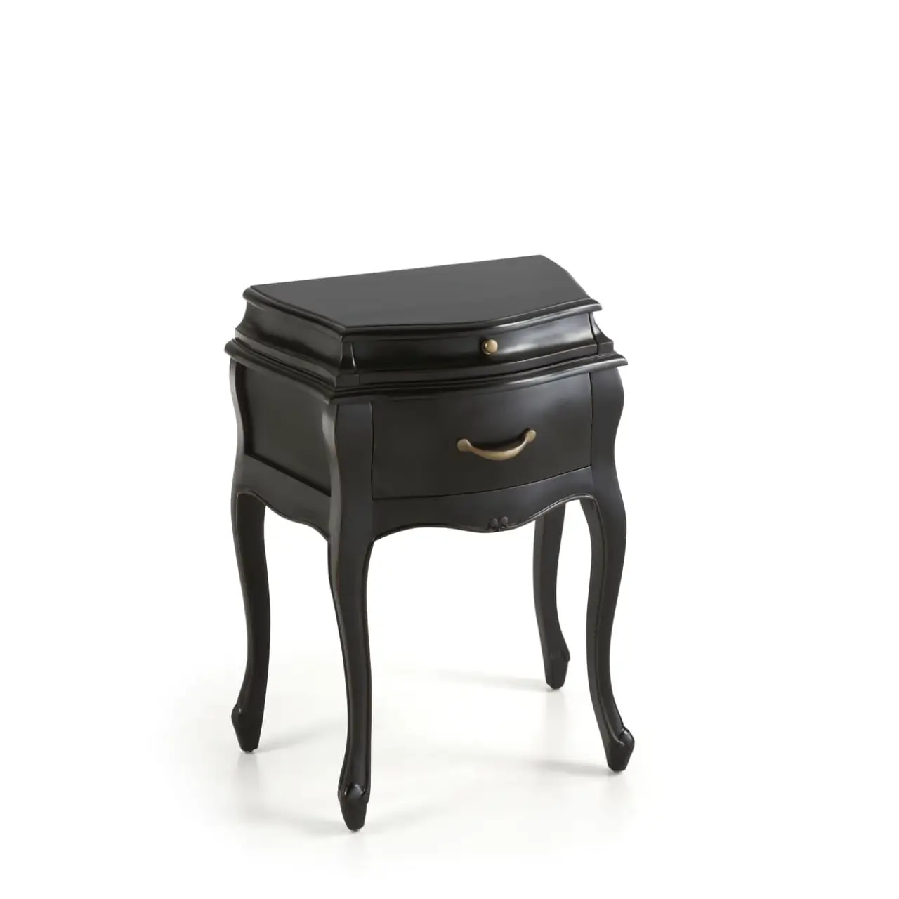 Mesita Noche Color Negro 2 Cajones Madera Caoba Colección Vintage 50x40x70 Cm - Moycor (1)
