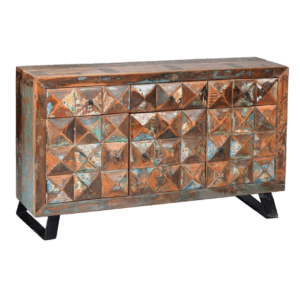 Aparador en Madera Reciclada con Puertas en Diamante - Giner y Colomer