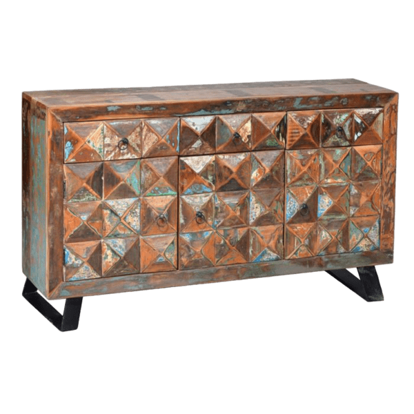 Aparador en Madera Reciclada con Puertas en Diamante - Giner y Colomer