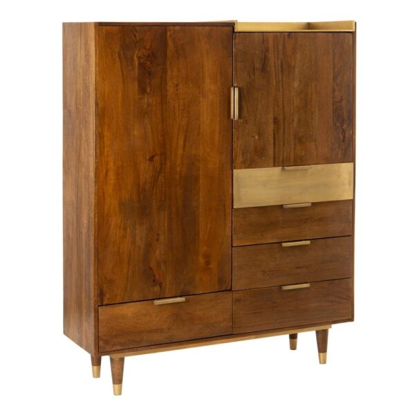 ARMARIO MARRÓN-ORO MADERA DE MANGO 130 X 43 X 165 CM IXIA