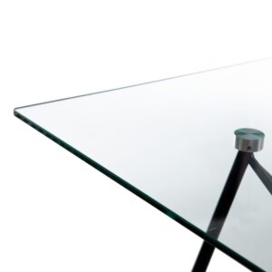 MESA COMEDOR NEGRO METAL-CRISTAL SALÓN 140 X 80 X 75 CM IXIA