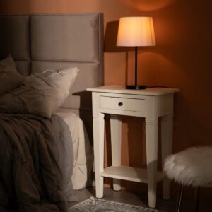 MESITA NOCHE BLANCO ROTO MADERA MINDI IXIA