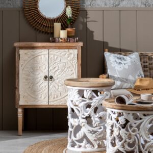 ARMARIO NATURAL-BLANCO MADERA 64 X 37 X 86 CM IXIA