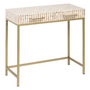 CONSOLA BEIGE-ORO METAL / RESINA 81,50 X 41 X 77 CM IXIA