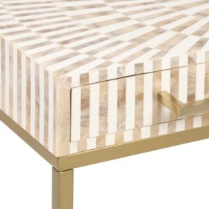 CONSOLA BEIGE-ORO METAL / RESINA 81,50 X 41 X 77 CM IXIA