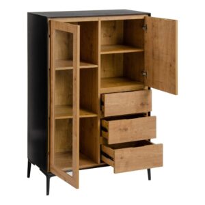 ARMARIO NEGRO-NATURAL DM-METAL SALÓN 84,50 X 40 X 129 CM IXIA