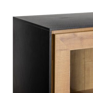 ARMARIO NEGRO-NATURAL DM-METAL SALÓN 84,50 X 40 X 129 CM IXIA