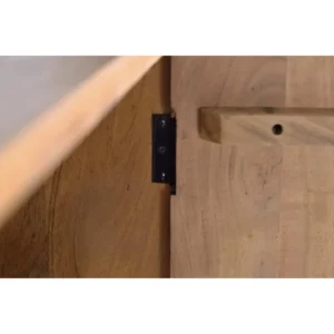 Aparador 4 Puertas Madera Acacia Tallado a Mano Estantes Interiores Patas Metal - Giner y Colomer-4