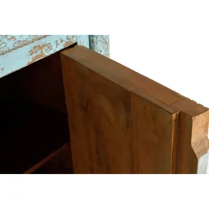 Aparador Madera Mango Color Azul 4 Puertas Detalles Metal 190x45x100 - Giner y Colomer-11