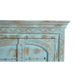 Aparador Madera Mango Color Azul 4 Puertas Detalles Metal 190x45x100 - Giner y Colomer-6