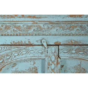 Aparador Madera Mango Color Azul 4 Puertas Detalles Metal 190x45x100 - Giner y Colomer-7