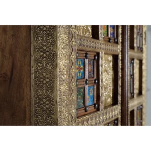 Armario de 2 Puertas Madera Acacia con Incrustaciones Cerámicas y Bronce - Giner y Colomer (5)