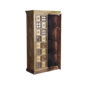Armario de 2 Puertas Madera Acacia con Incrustaciones Cerámicas y Bronce - Giner y Colomer (7)