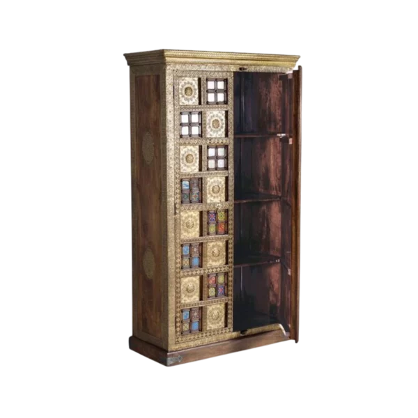 Armario de 2 Puertas Madera Acacia con Incrustaciones Cerámicas y Bronce - Giner y Colomer (7)