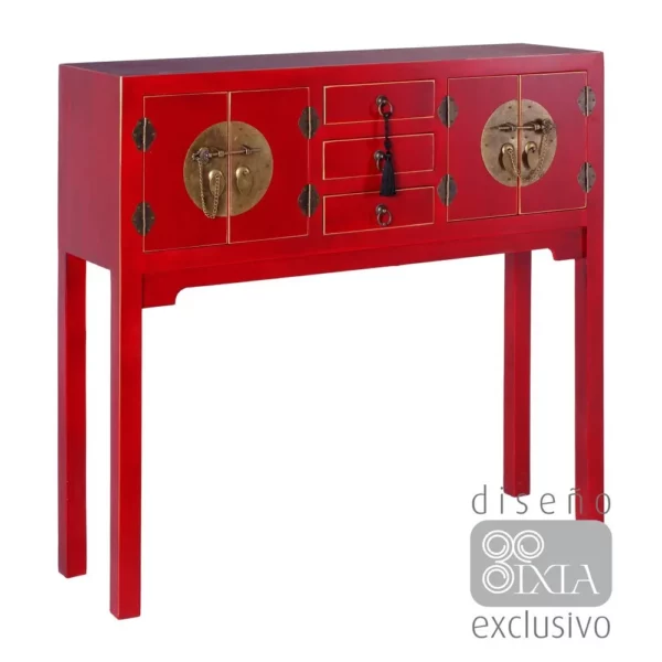 CONSOLA 4 PUERTAS Y 3 CAJONES ROJO 95 X 26 X 90 CM IXIA