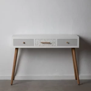 CONSOLA BLANCO-GRIS MADERA PAULONIA 107 X 40 X 78,50 CM IXIA