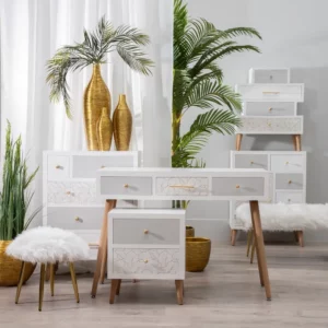 CONSOLA BLANCO-GRIS MADERA PAULONIA 107 X 40 X 78,50 CM IXIA