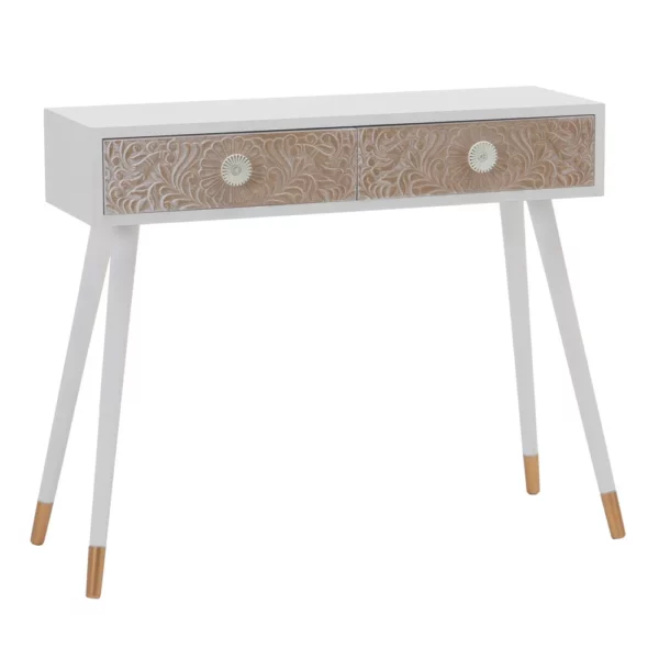 CONSOLA BLANCO-NATURAL MADERA DE PINO 90 X 40 X 77 CM IXIA
