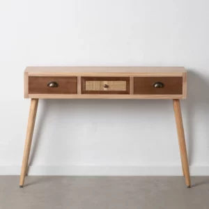 CONSOLA CREMA-NATURAL MADERA-RATÁN 110 X 30 X 78 CM IXIA