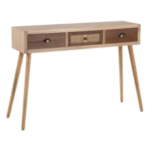 CONSOLA CREMA-NATURAL MADERA-RATÁN 110 X 30 X 78 CM IXIA