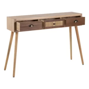 CONSOLA CREMA-NATURAL MADERA-RATÁN 110 X 30 X 78 CM IXIA