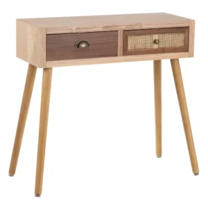 CONSOLA CREMA-NATURAL MADERA-RATÁN 80 X 30 X 78 CM IXIA