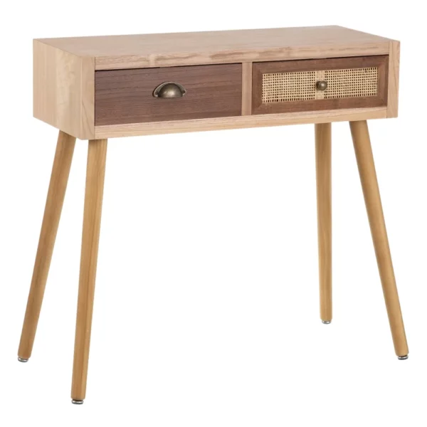 CONSOLA CREMA-NATURAL MADERA-RATÁN 80 X 30 X 78 CM IXIA