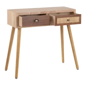 CONSOLA CREMA-NATURAL MADERA-RATÁN 80 X 30 X 78 CM IXIA