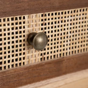 CONSOLA CREMA-NATURAL MADERA-RATÁN 80 X 30 X 78 CM IXIA