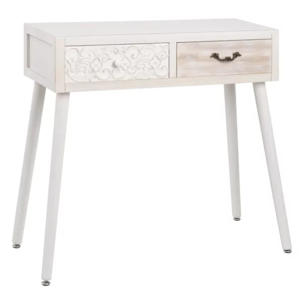 CONSOLA NATURAL-BLANCO MADERA DE ABETO 80 X 30 X 78 CM IXIA