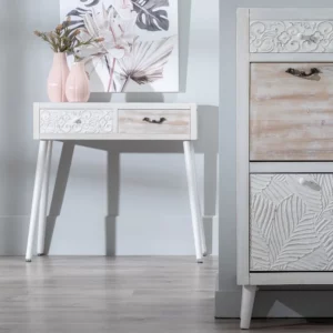 CONSOLA NATURAL-BLANCO MADERA DE ABETO 80 X 30 X 78 CM IXIA