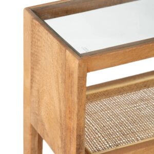 CONSOLA NATURAL MADERA-RATÁN SALÓN 90 X 25 X 80 CM IXIA