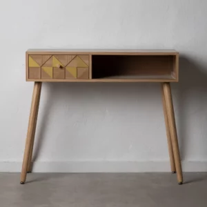 CONSOLA NATURAL-ORO MADERA PAULONIA 89 X 30 X 78,50 CM IXIA