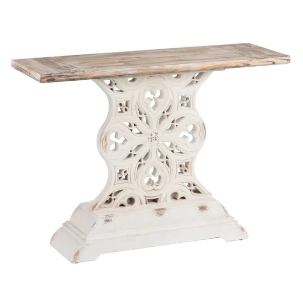 CONSOLA ROSETÓN NATURAL-BLANCO MADERA 120 X 38 X 87 CM IXIA