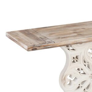 CONSOLA ROSETÓN NATURAL-BLANCO MADERA 120 X 38 X 87 CM IXIA