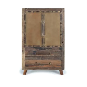 Cómoda Auxiliar de Madera de Traviesa Ferrocarril Reciclada 2 Puertas + 2 Cajones - Giner y Colomer (3)