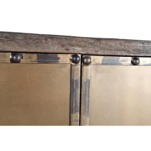 Cómoda Auxiliar de Madera de Traviesa Ferrocarril Reciclada 2 Puertas + 2 Cajones - Giner y Colomer (4)