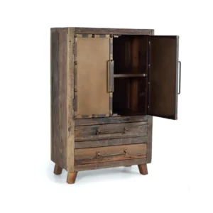Cómoda Auxiliar de Madera de Traviesa Ferrocarril Reciclada 2 Puertas + 2 Cajones - Giner y Colomer (5)