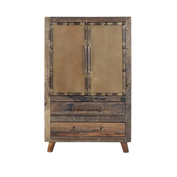 Cómoda Auxiliar de Madera de Traviesa Ferrocarril Reciclada 2 Puertas + 2 Cajones - Giner y Colomer
