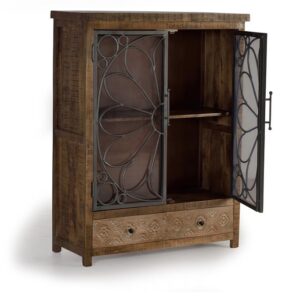 VITRINA 2 CAJONES Y 2 PUERTAS DE METAL FABRICADO EN MADERA DE MANGO5
